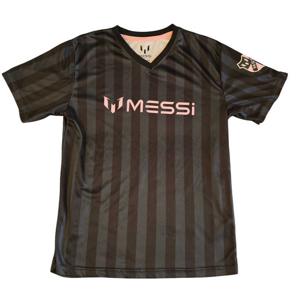 Messi Collection Kids Soccer Jersey XL 18 Black Pink Striped Inter Miami Style